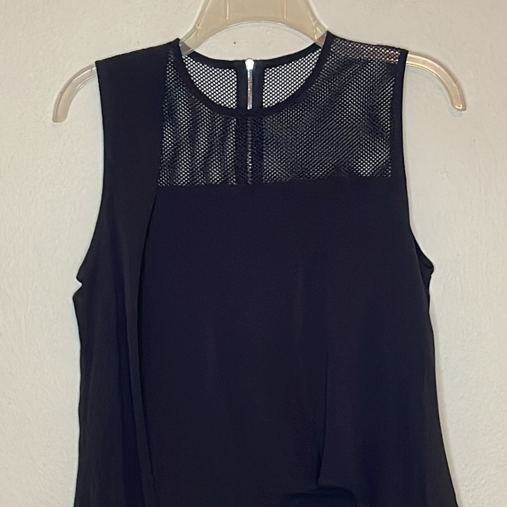 Sandro Roxane Solid Black Mesh Gathered Sleeveles… - image 4